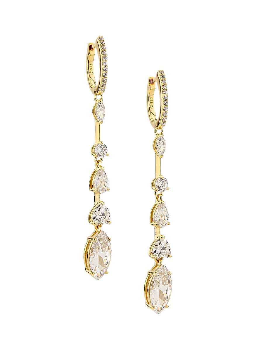 Women's Impress Sterling Silver & Cubic Zirconia Linear Drop Earrings - Gold