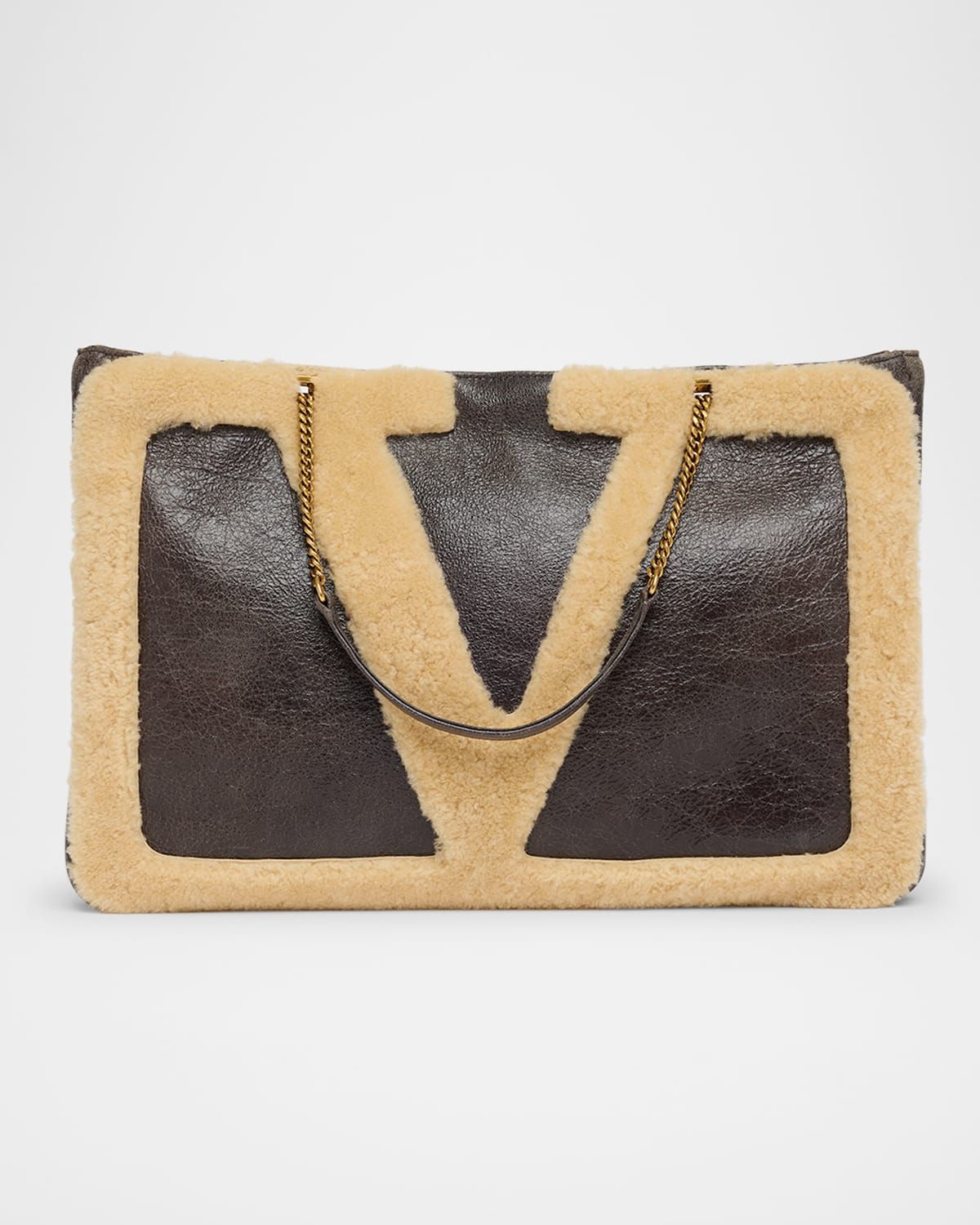 Viva Superstar Large Shearling VLogo Tote Bag