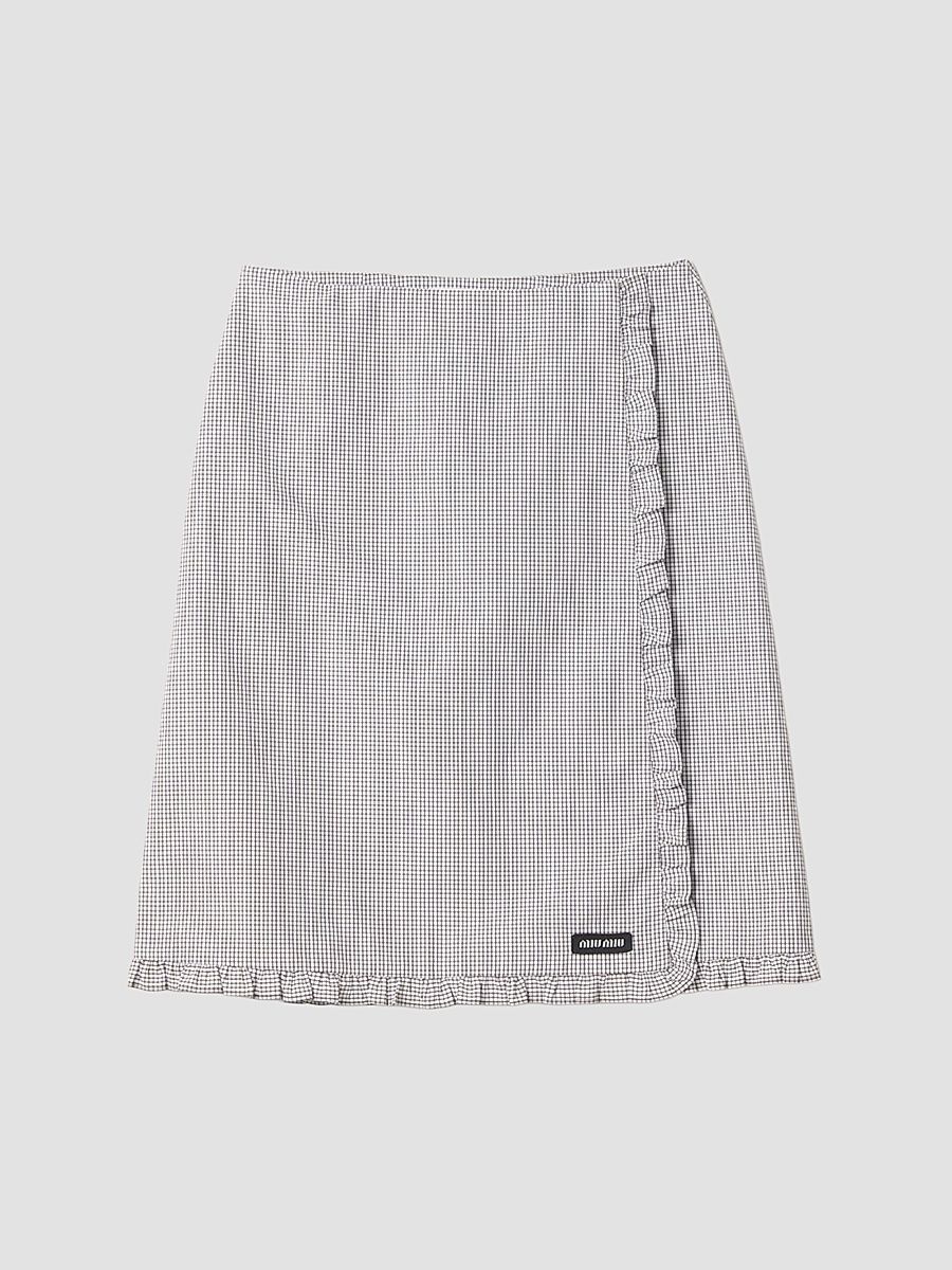 Women's Ruched Check Skirt - White - Size 0