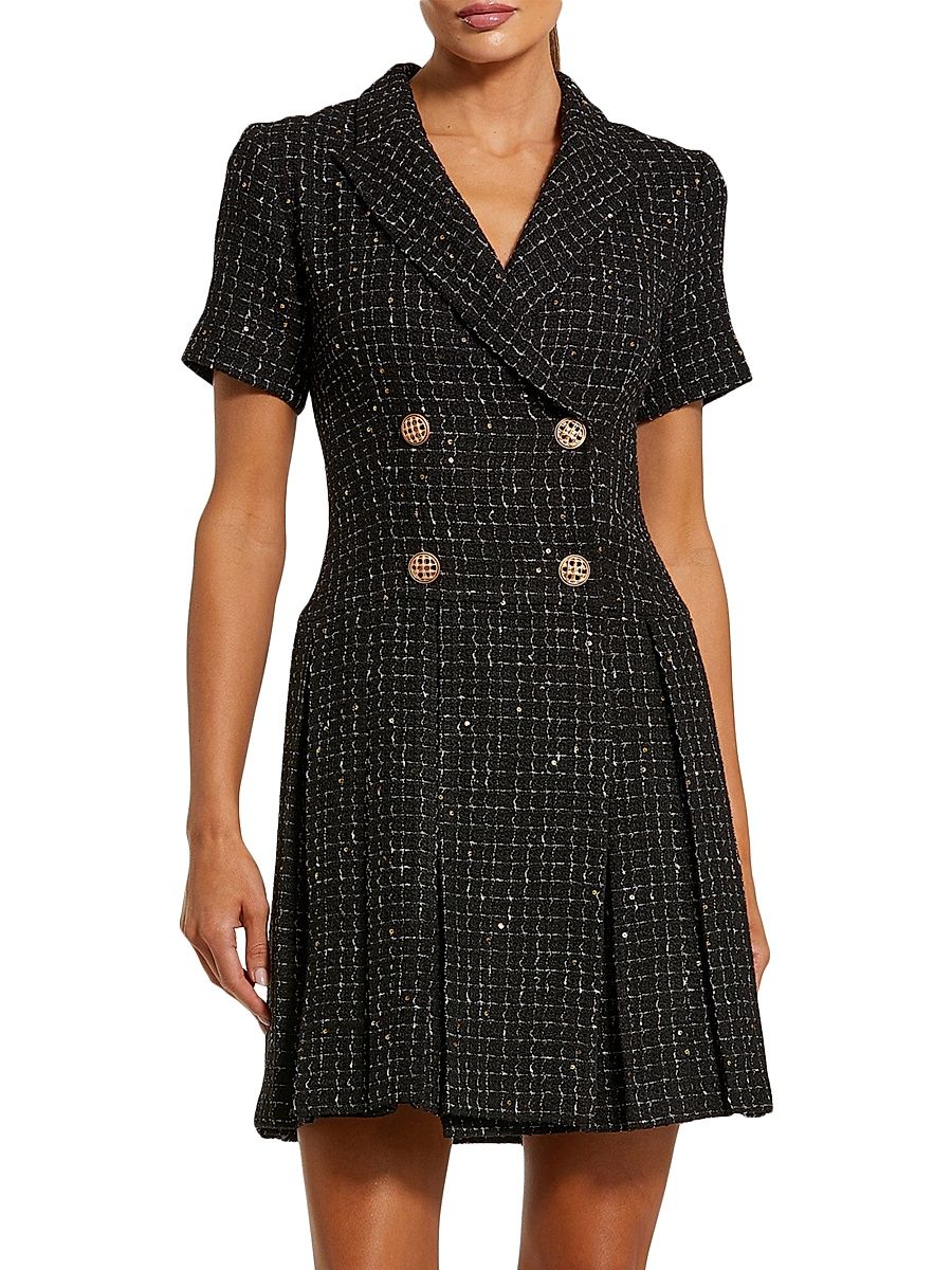 Women's Tweed Blazer Minidress - Black - Size 14