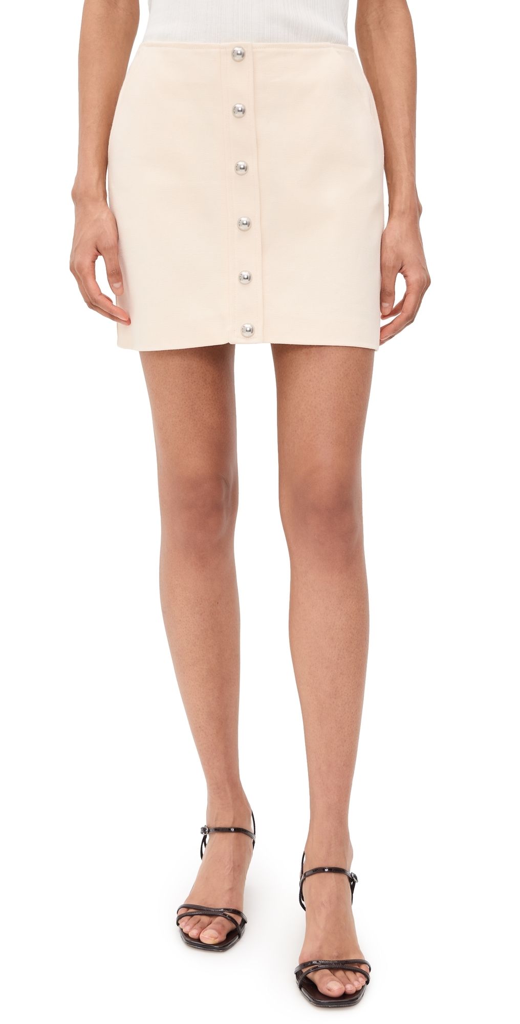 Apparis Ella Canvas Mini Skirt Off White L