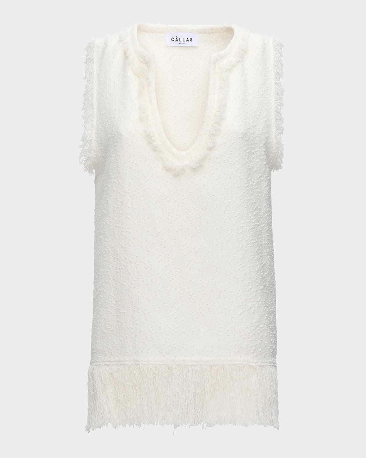 Comporta Sleeveless Fringed Boucle Top