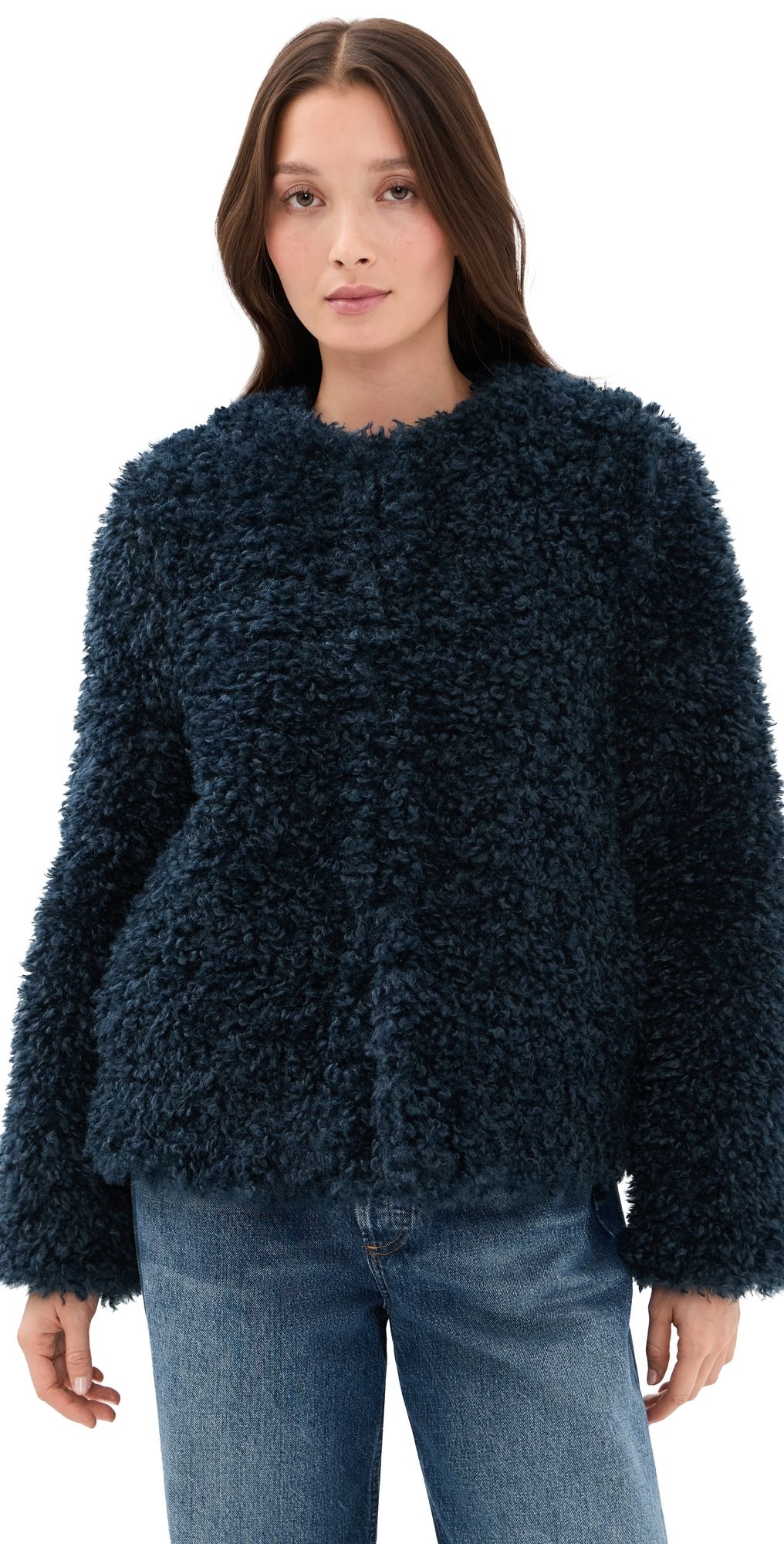 ALIGNE Francie Faux Shearling Jacket Navy S