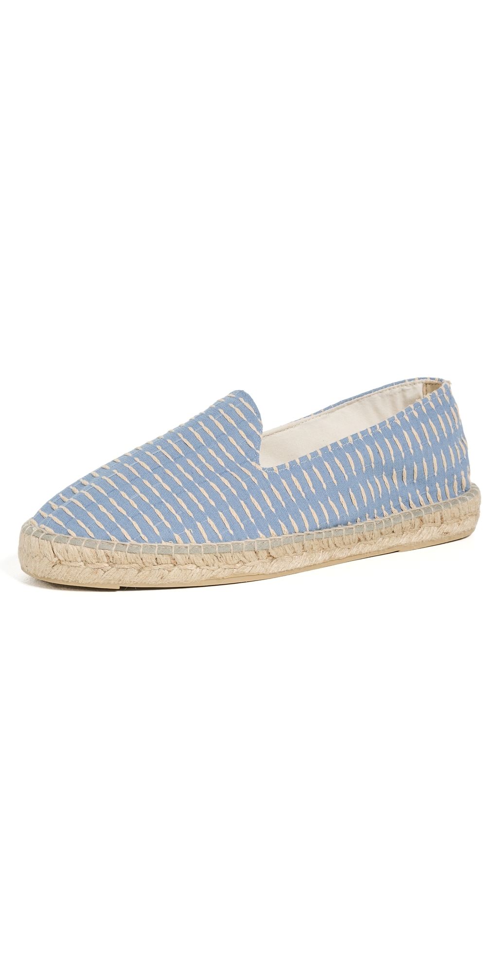 Manebi Cotton Jacquard Stripe Classic Espadrilles Indigo and Natural Stripes 45
