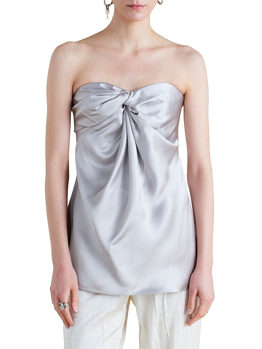 Women's Satin Twist Bustier - Pale Grey - Size 8