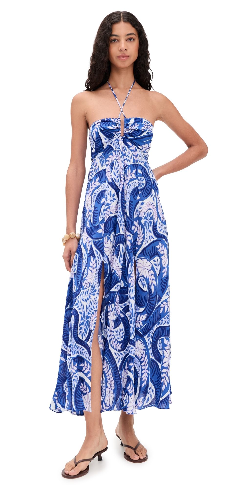 Poupette St Barth Carla Long Dress Blue Holy Snake L