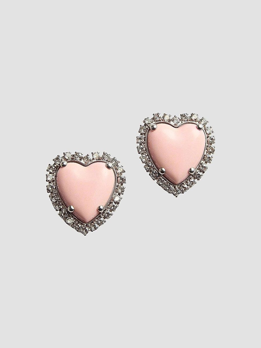 Valentino Women's Coeur Hyperbole Earrings in Swarovski Crystals - Palladium Pink