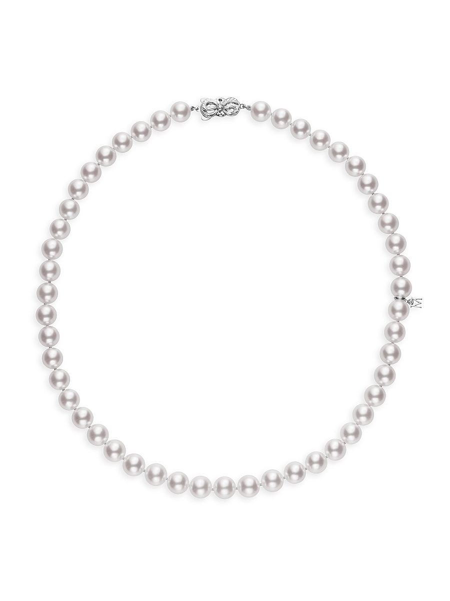 Women's Everyday Essentials 18K White Gold & Akoya Pearl Necklace - White Gold