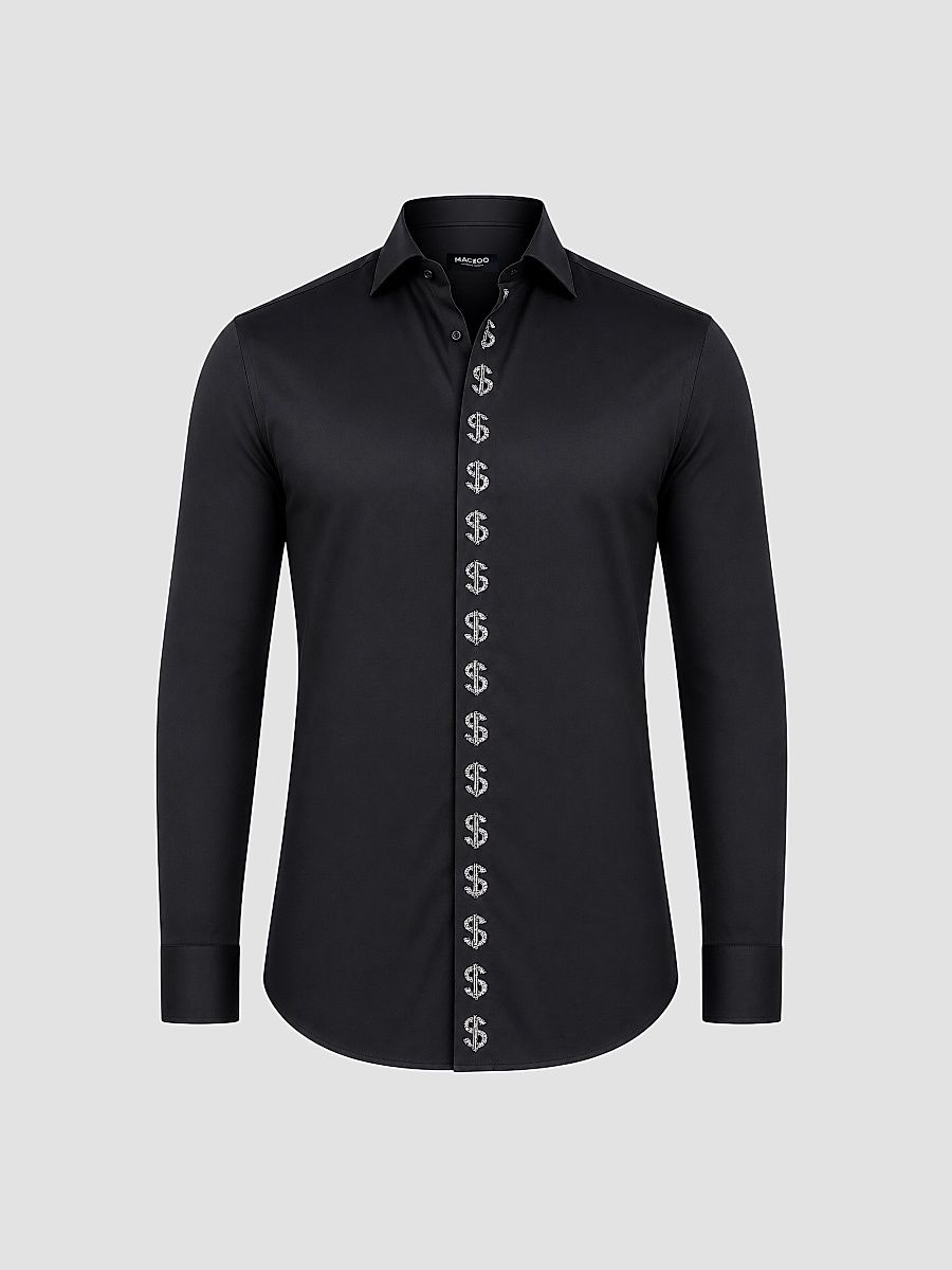 Men's Stone Dollar Dress Shirt - Black - Size XXXL