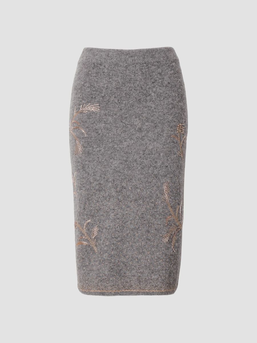 rag & bone Women's Iris Beaded Midi Skirt - Grey - Size XL