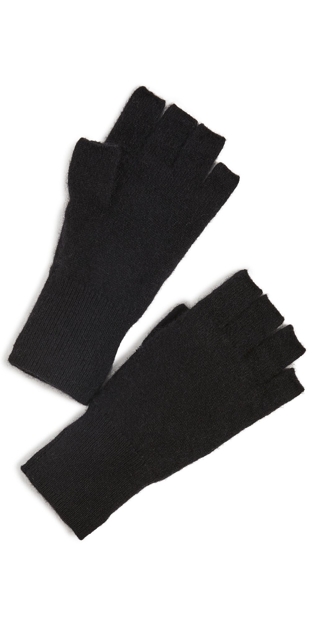 White & Warren Cashmere Fingerless Gloves Black One Size