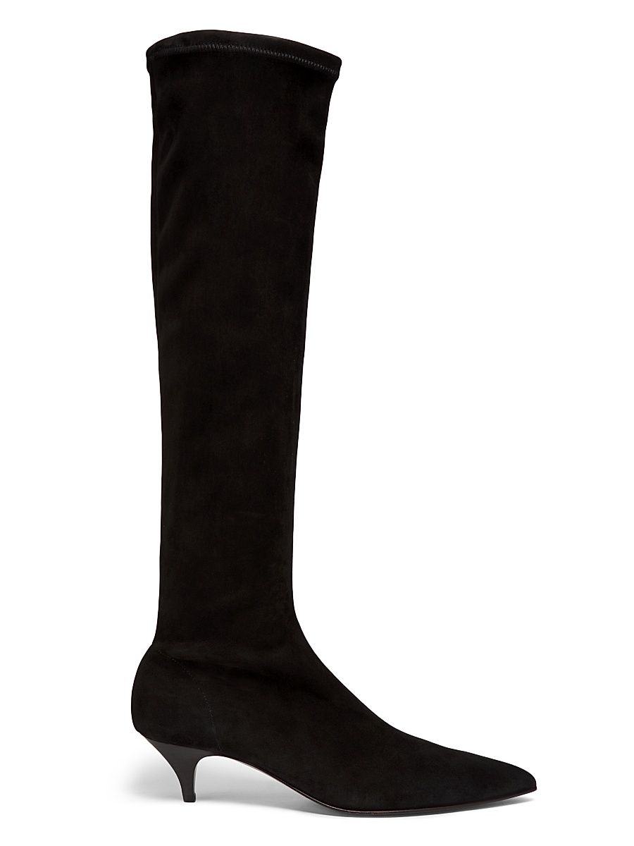 Women's Oscar Suede Kitten-Heel Boots - Black Suede - Size 10