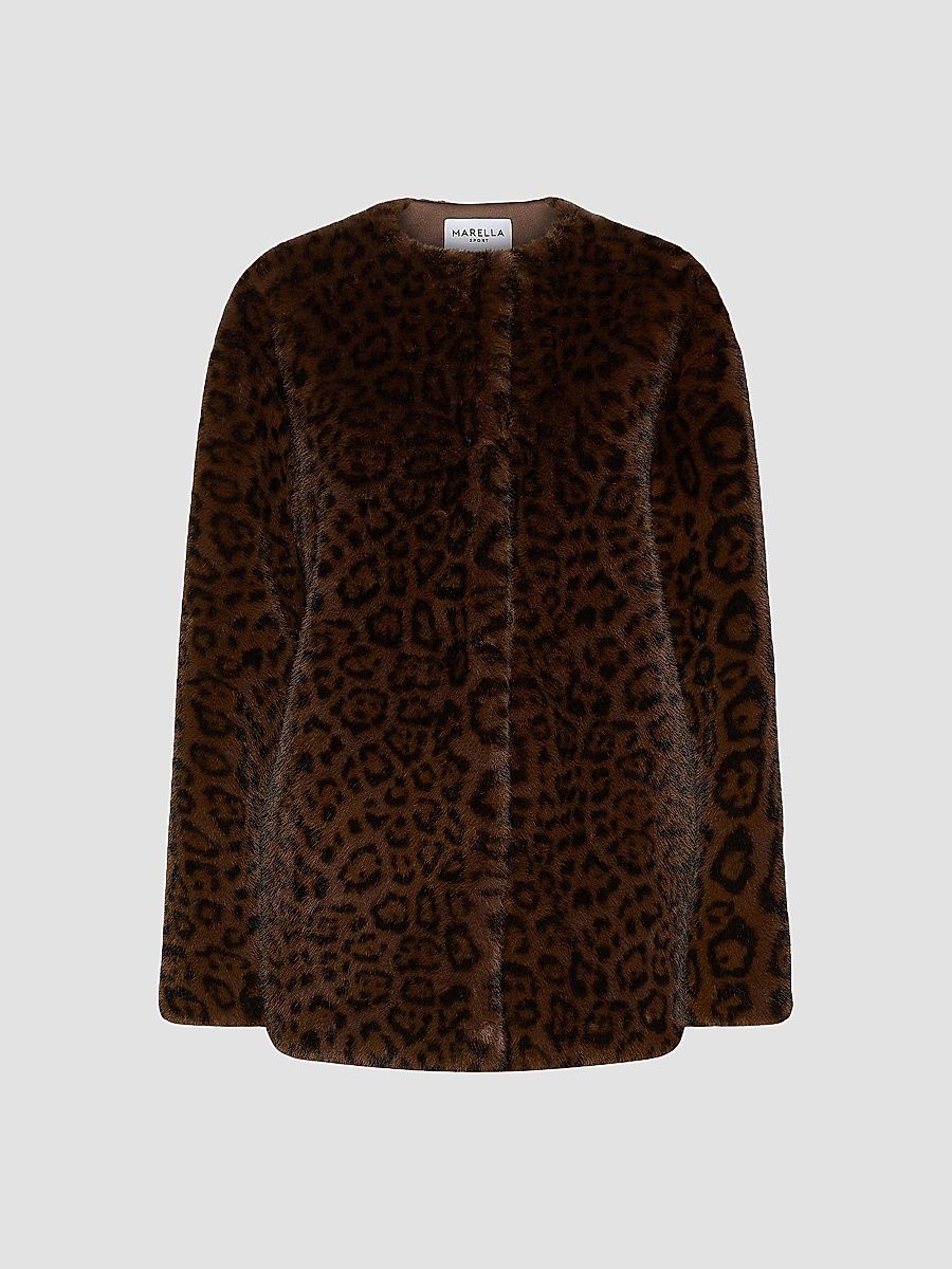 Women's Animal Print Coat - Cocoa - Size 12