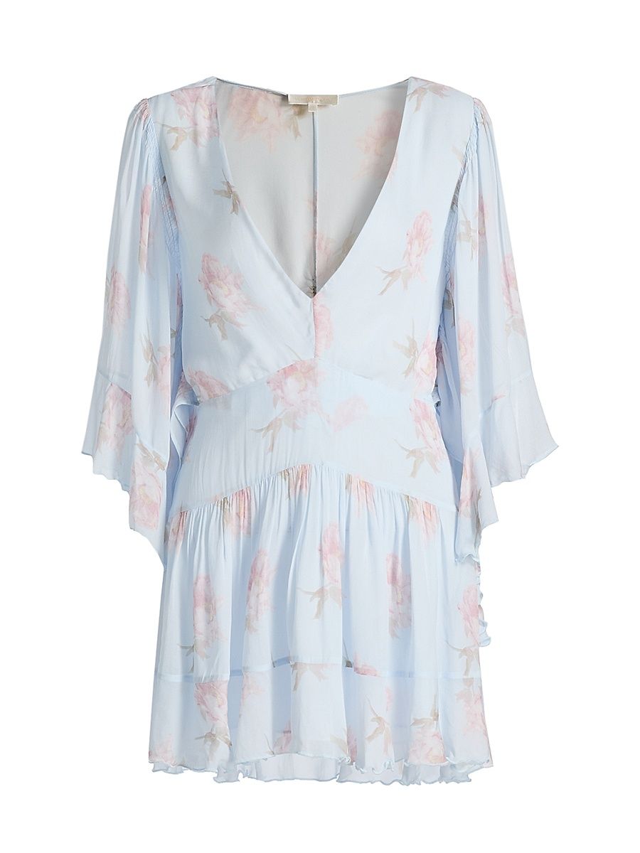 Women's Auralie V-Neck Floral Minidress - Blue Roan - Size 10