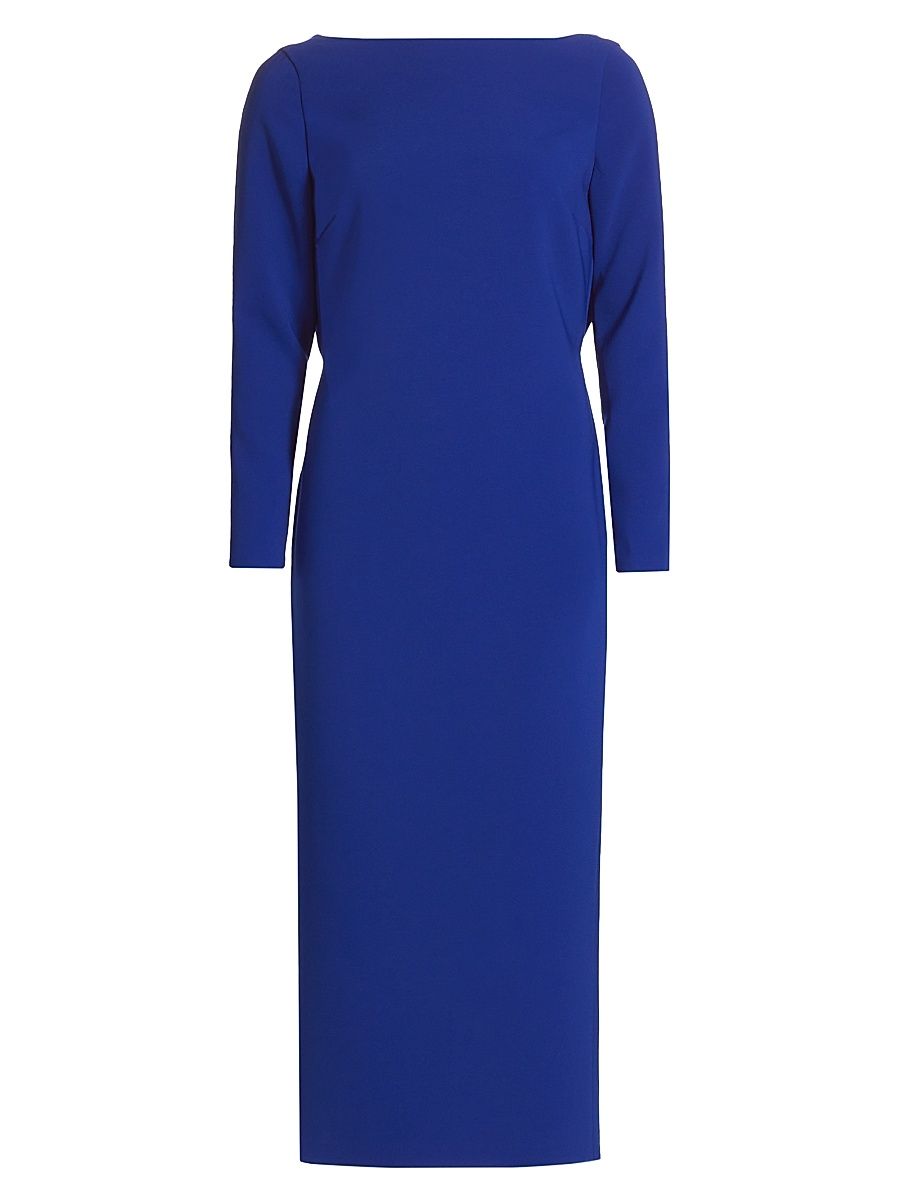 Women's Cowlback Long-Sleeve Cocktail Dress - Cobalt - Size 14