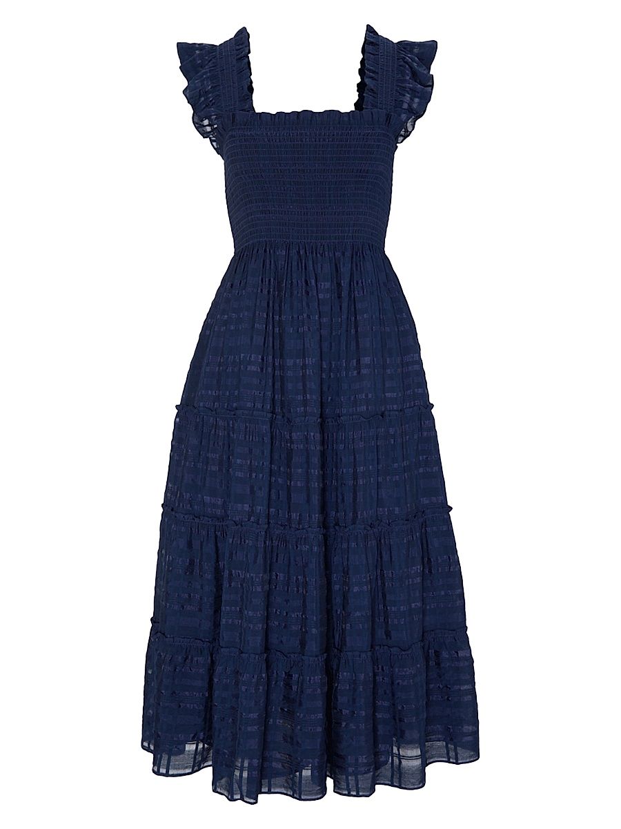 Women's The Ellie Nap Dress - Navy Sheer Plaid - Size Large