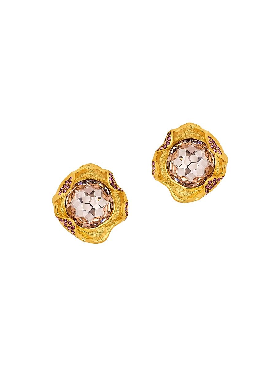 Women's Nest 24K-Gold-Plated & Glass Crystal Stud Earrings - Rose