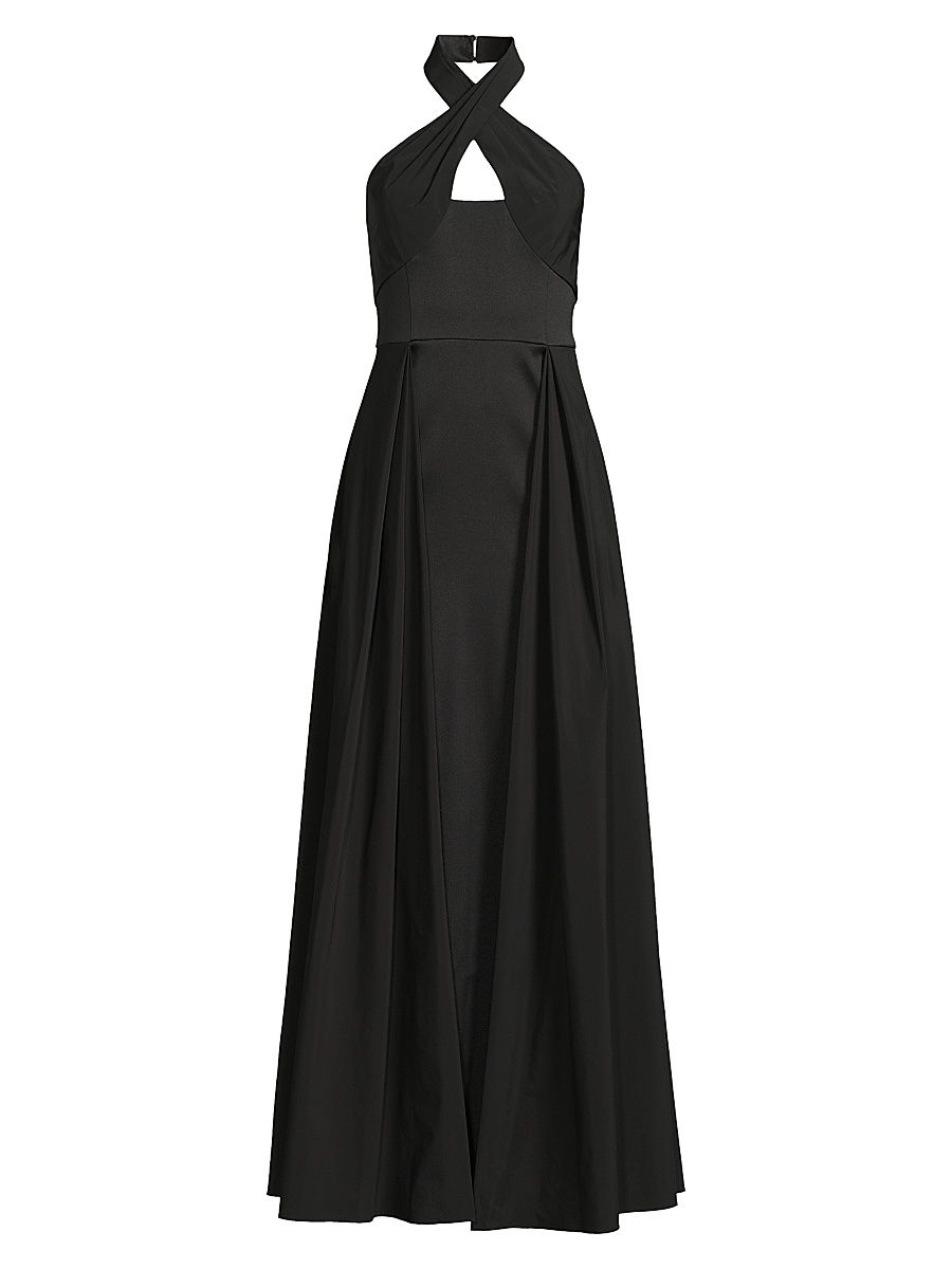 Women's Mikado Halterneck Gown - Black - Size 12