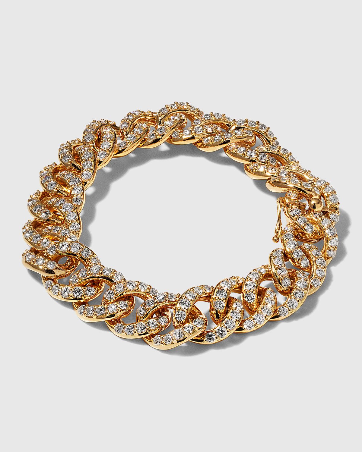 Yellow Gold Link Bracelet with Pave Diamonds