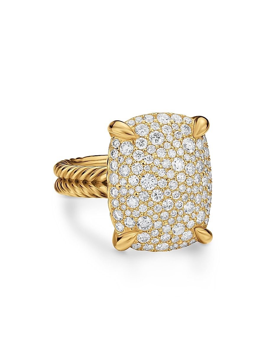 Women's Chatelaine Elongated Ring in 18K Yellow Gold - Diamond - Size 7