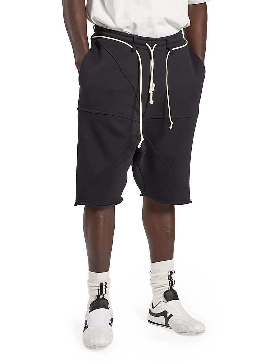 Men's Cotton Drawstring Jogger Shorts - Black - Size XS