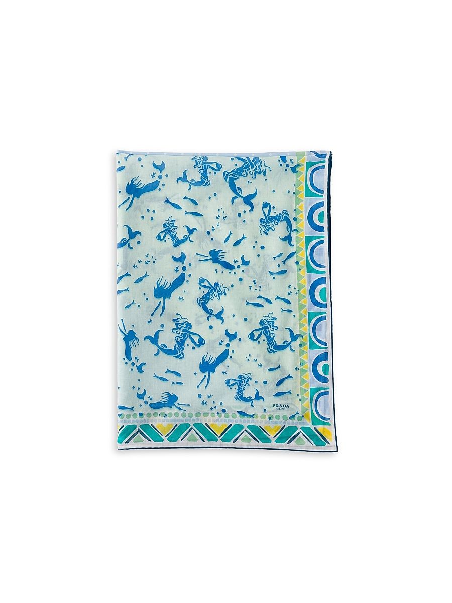 Women's Printed Cotton Pareo - Blue