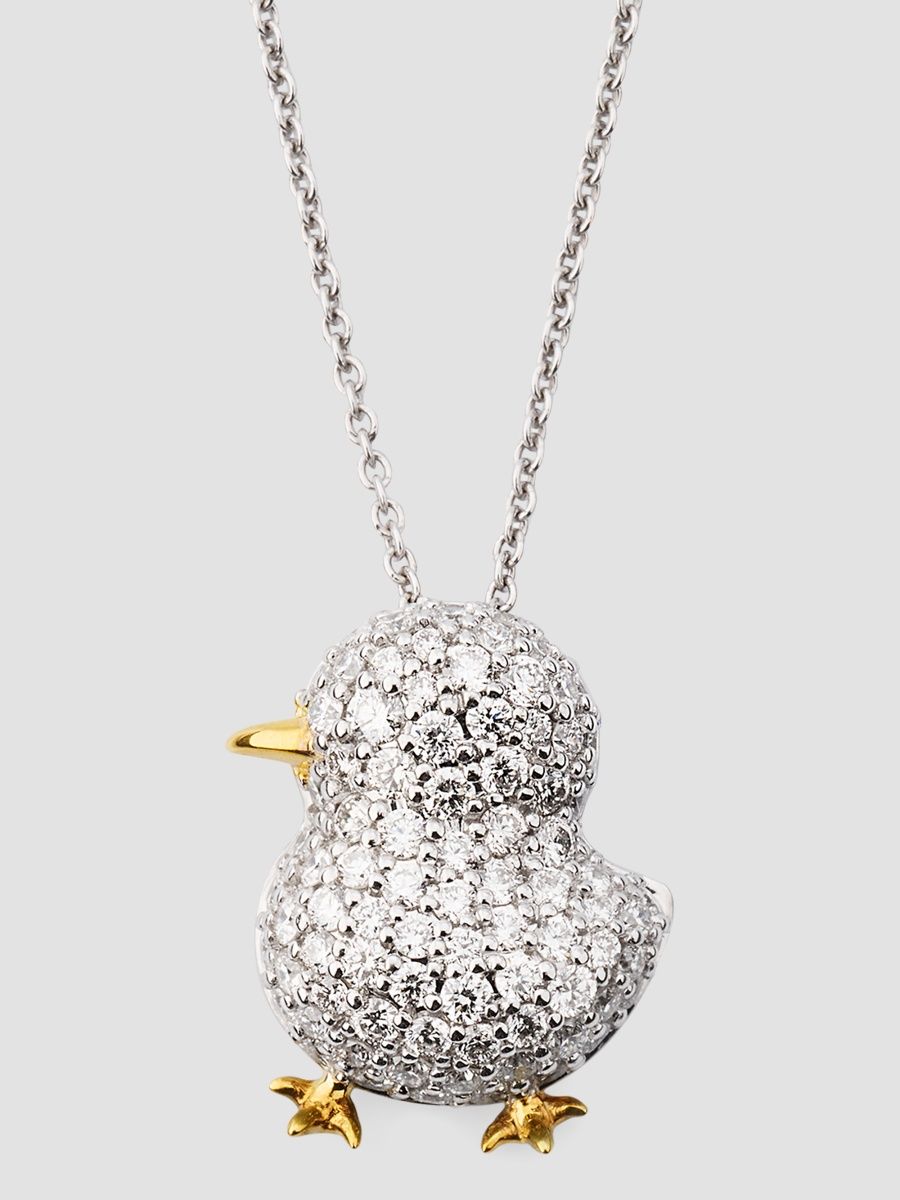 Roberto Coin Women's 18K Two-Tone Gold & 0.78 TCW Diamond Chick Pendant Necklace - White Yellow Gold