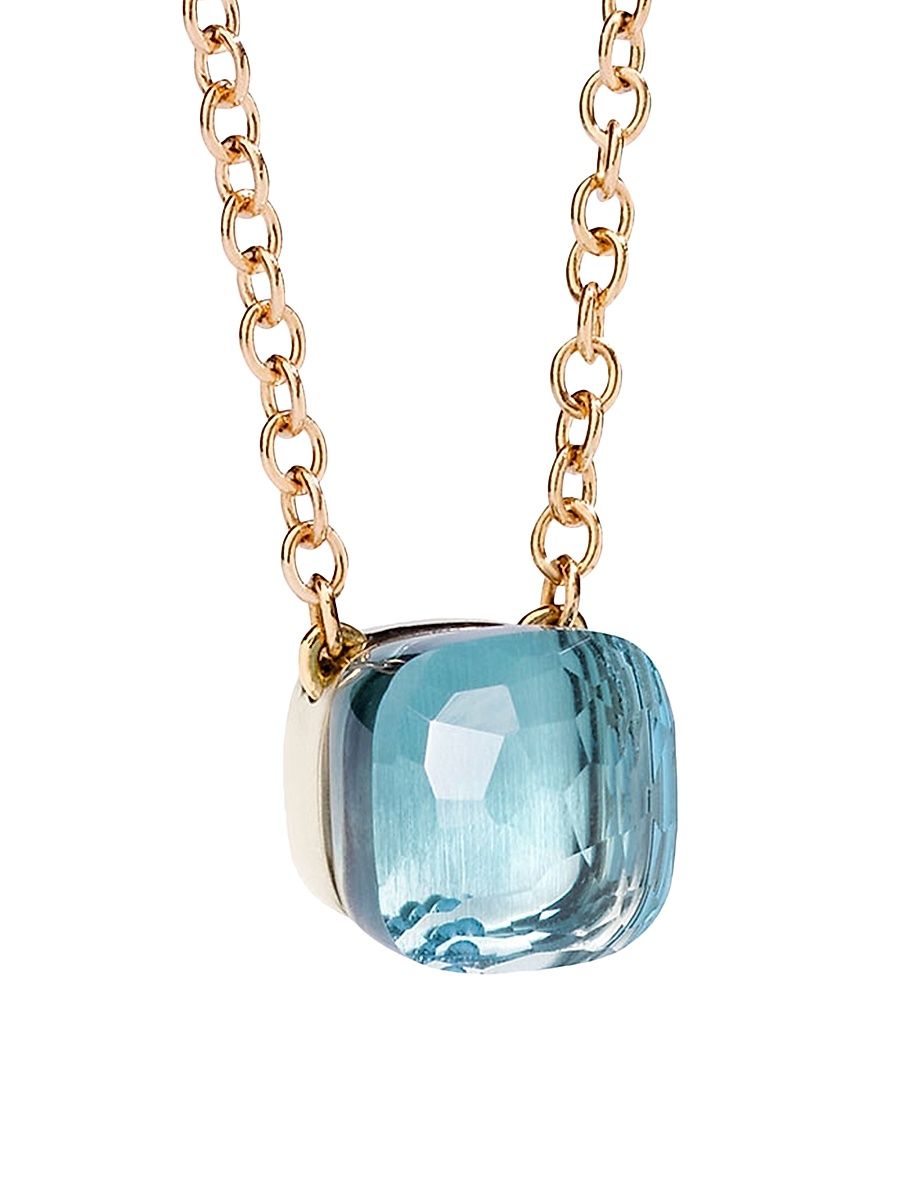 Women's Blue Topaz & 18K Rose Gold Pendant Necklace - Rose Gold