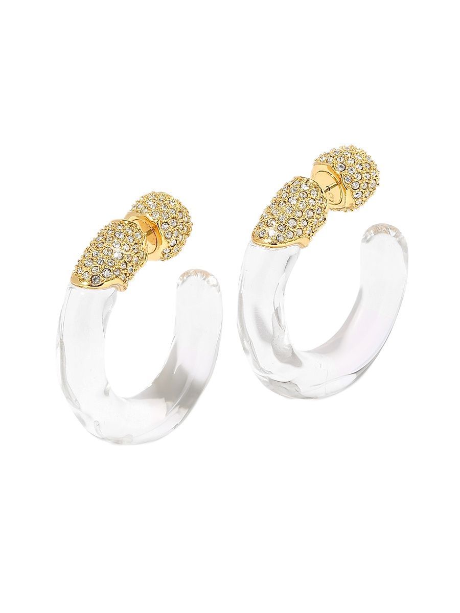 Women's Liquid Lucite 14K-Gold-Plated & Glass Crystal Reversible Hoop Earrings - Gold