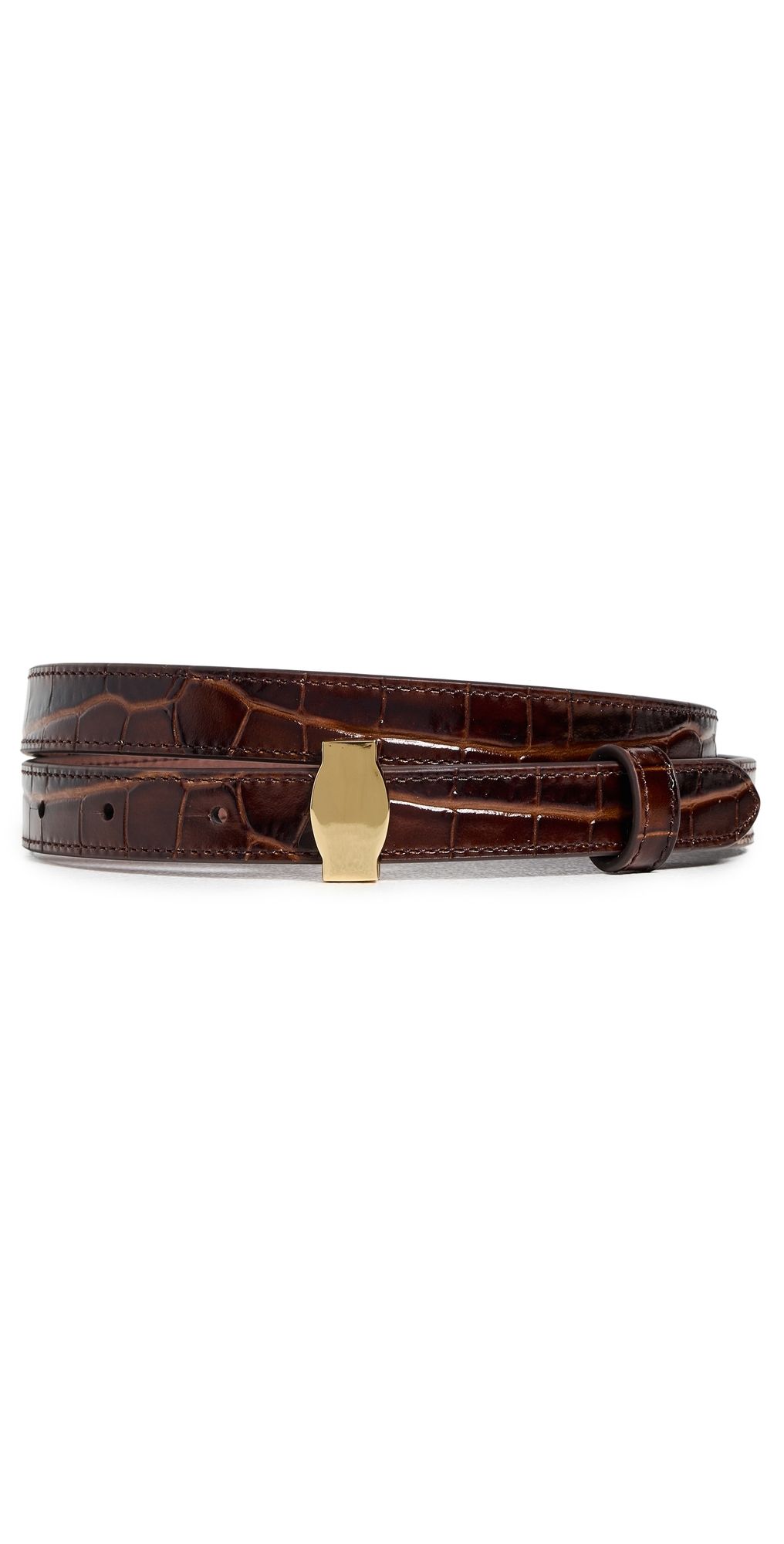 Veronica Beard Croc Embossed Dash Belt Chestnut XL