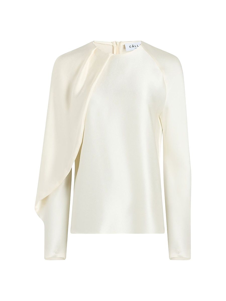 Women's Bliss Drape-Sleeve Blouse - Parchment - Size 6