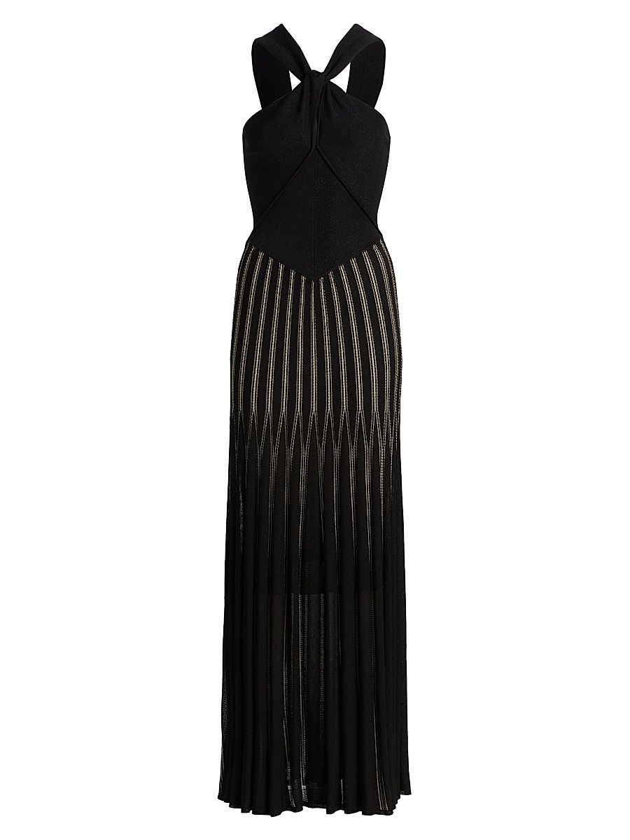 Women's Rebellion Mixed-Media Maxi Dress - Metallic Black Gold - Size 10