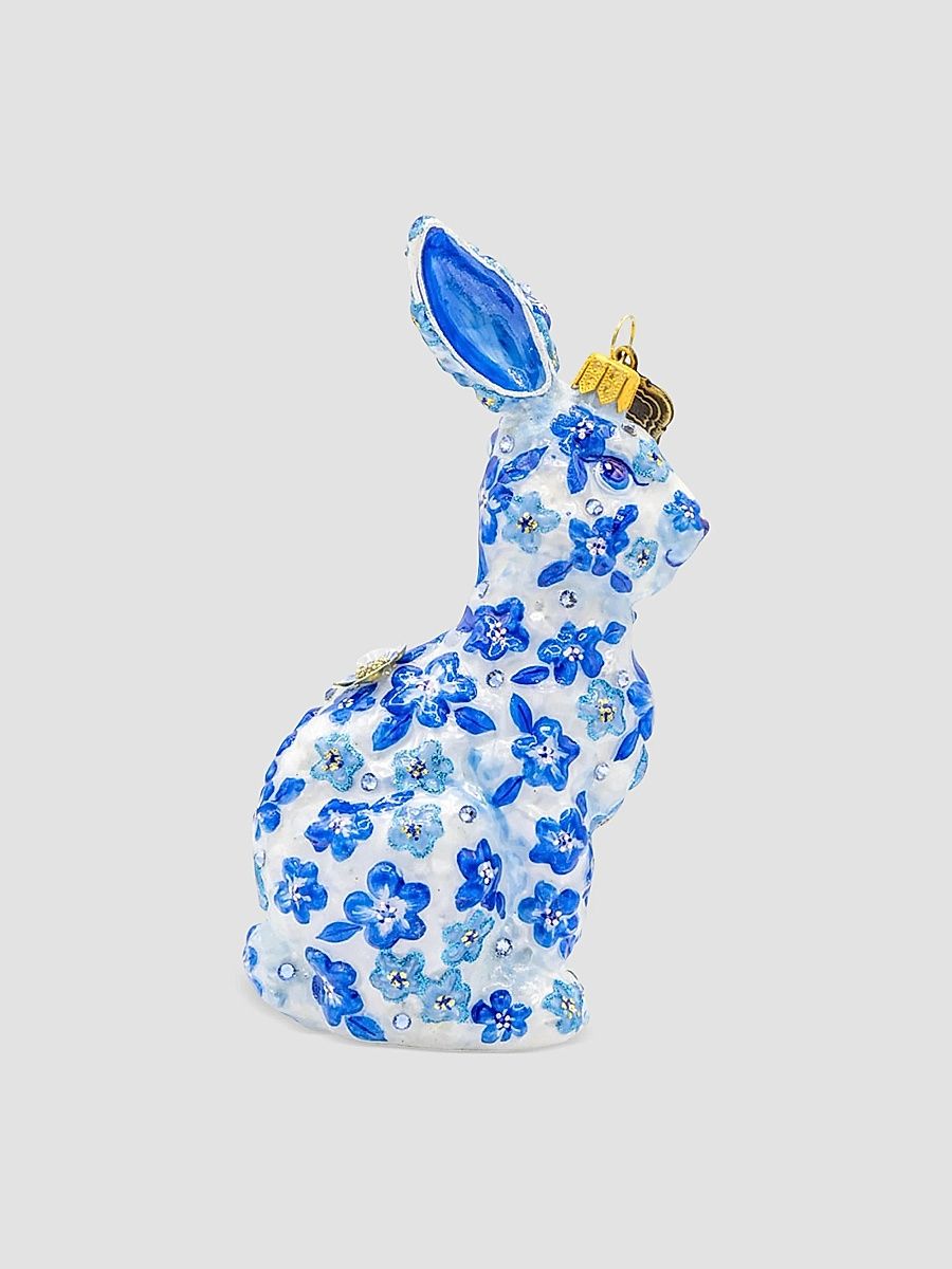 Blue Floral Hopper Christmas Ornament