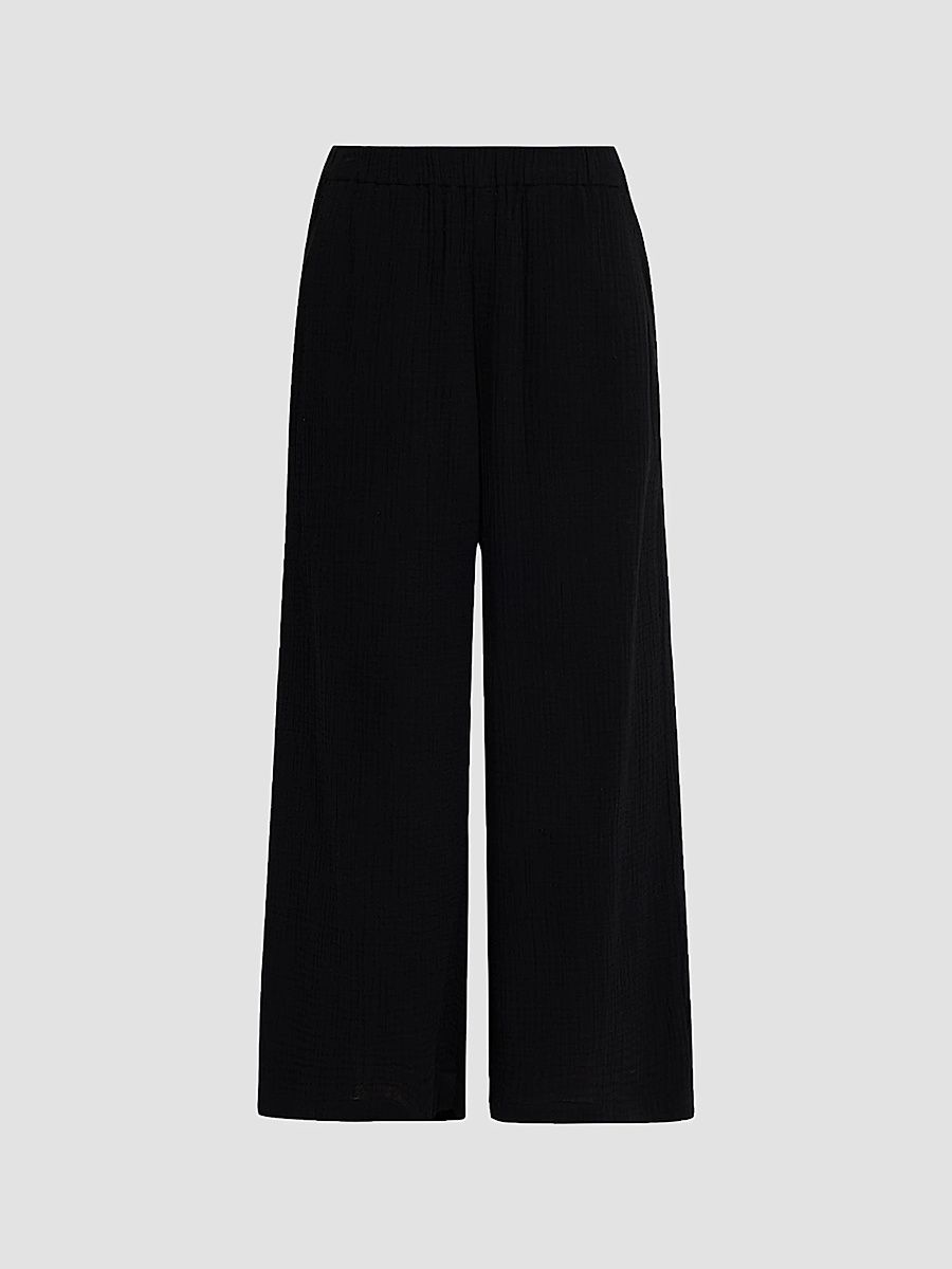 Women's Textured Wide-Leg Ankle Pants - Black - Size 22