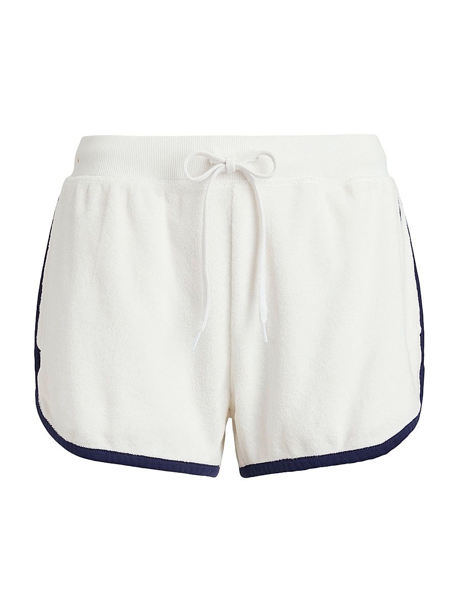 Women's Contrast-Trimmed Terry Cotton-Blend Shorts - White - Size XS