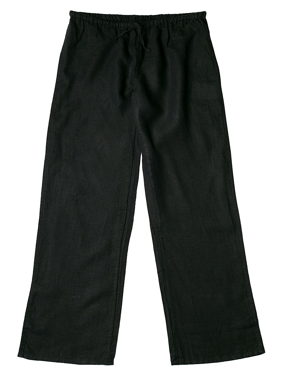 Women's Drawstring Linen Lounge Pants - Black - Size XS