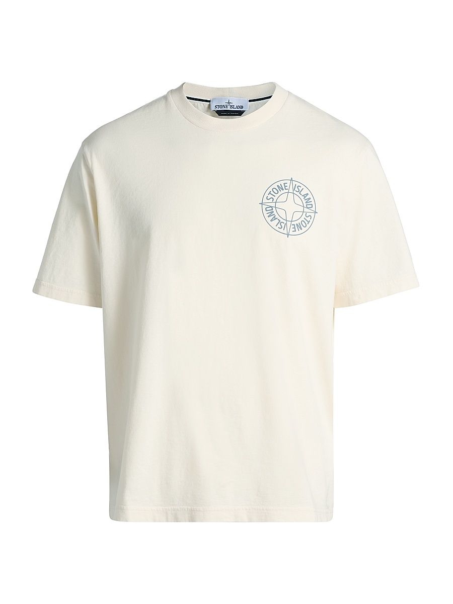 Men's Compass Cotton Crewneck T-Shirt - Ivory - Size XXL