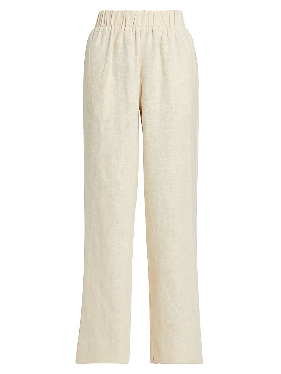 Women's Tabio Linen-Cotton Pants - Sand - Size Large