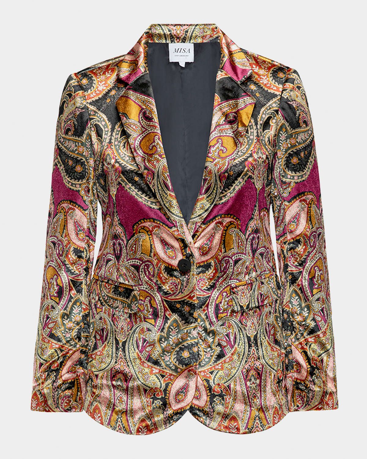 Catroux Paisley Velvet Single-Breasted Blazer