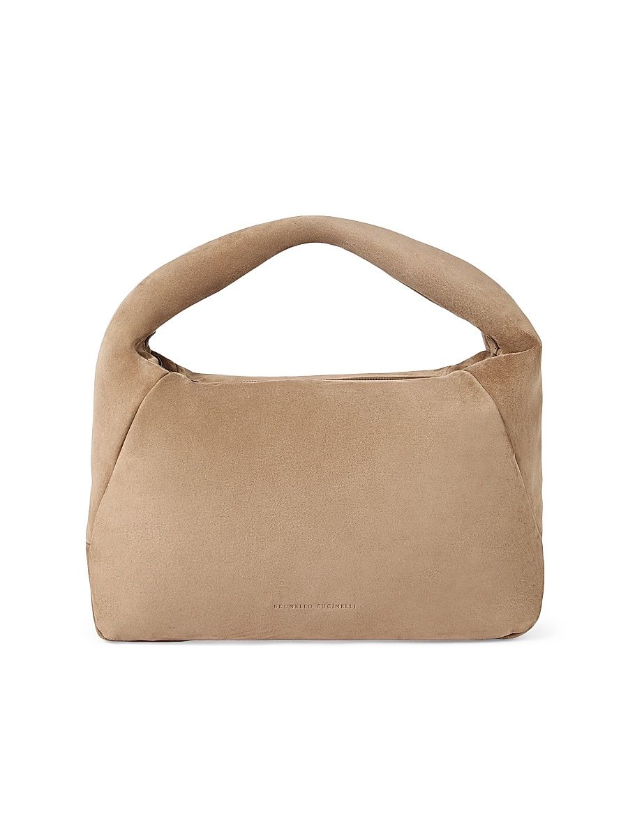 Women's Duo Hobo Bag in Soft Suede - Light Brown