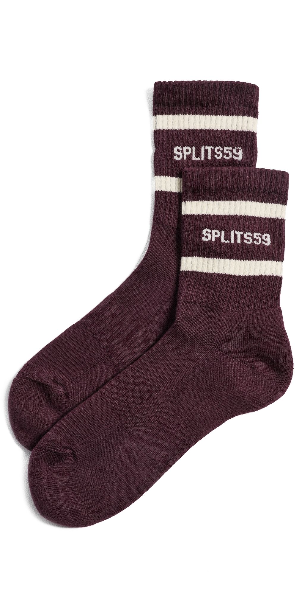Splits59 Logo Stripe Quarter Socks Dark Cherry One Size