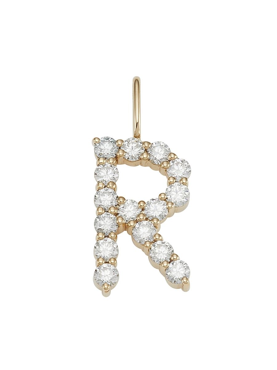 Women's 14K Yellow Gold & Diamond Large Initial Charm - Initial T