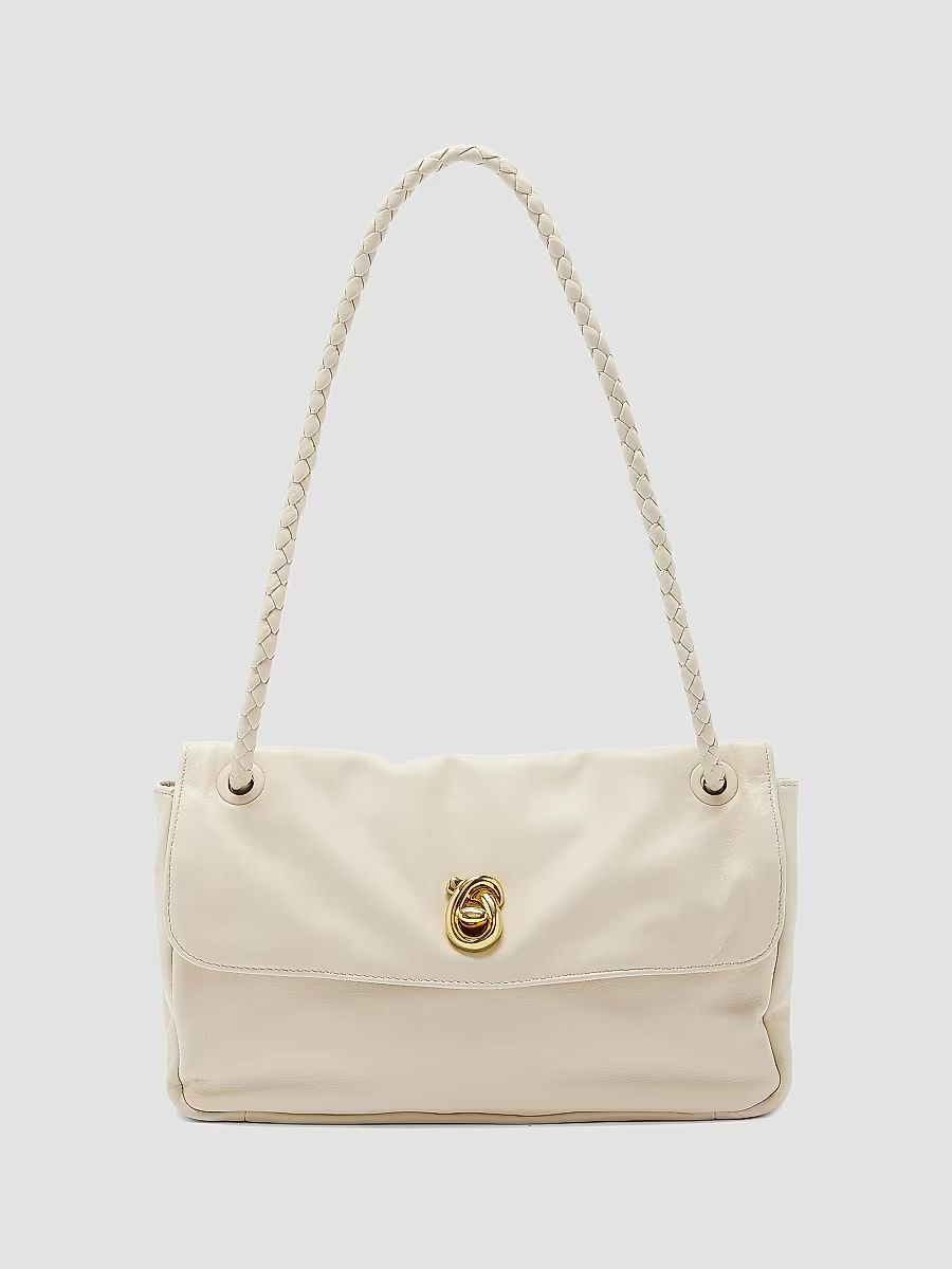 Bottega Veneta Women's Soft Lock Leather Shoulder Bag - Sea Salt