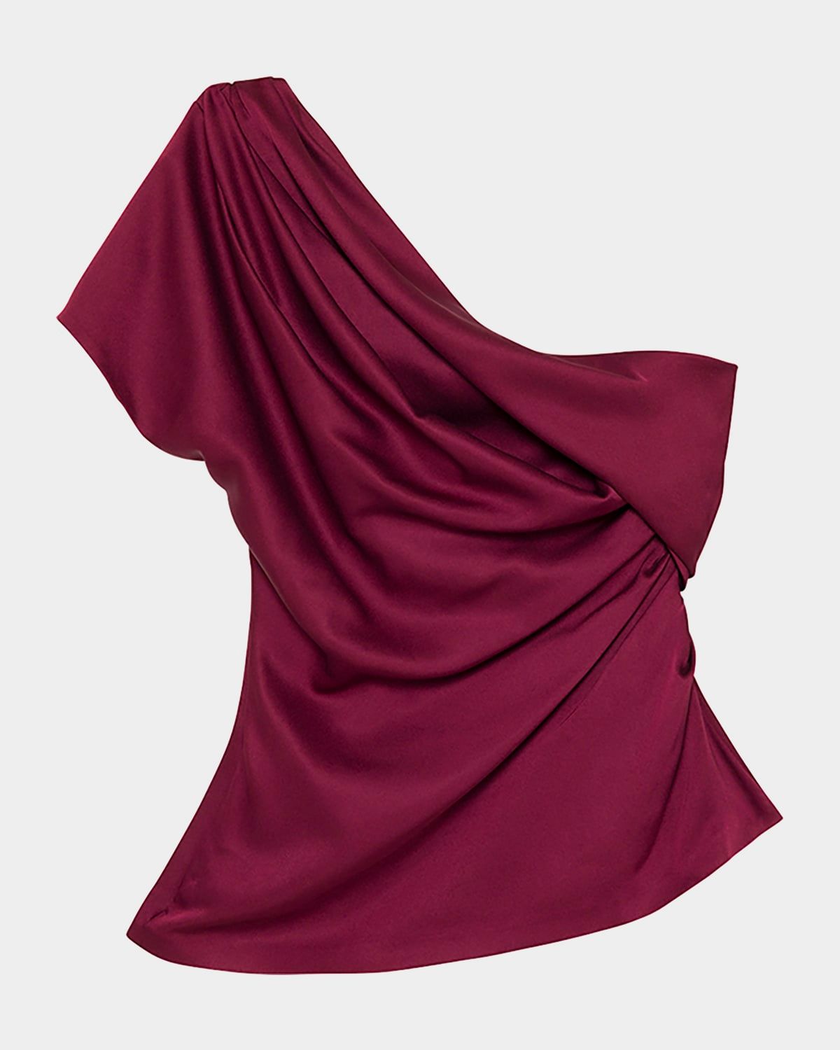 Phoebe Draped Asymmetric Satin Top