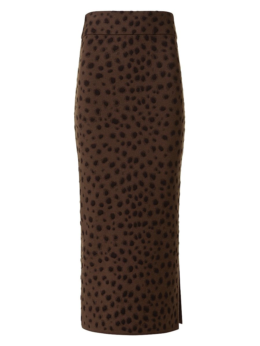 Women's Cheetah Jacquard Virgin Wool-Blend Midi-Skirt - Hazel Bark - Size 6