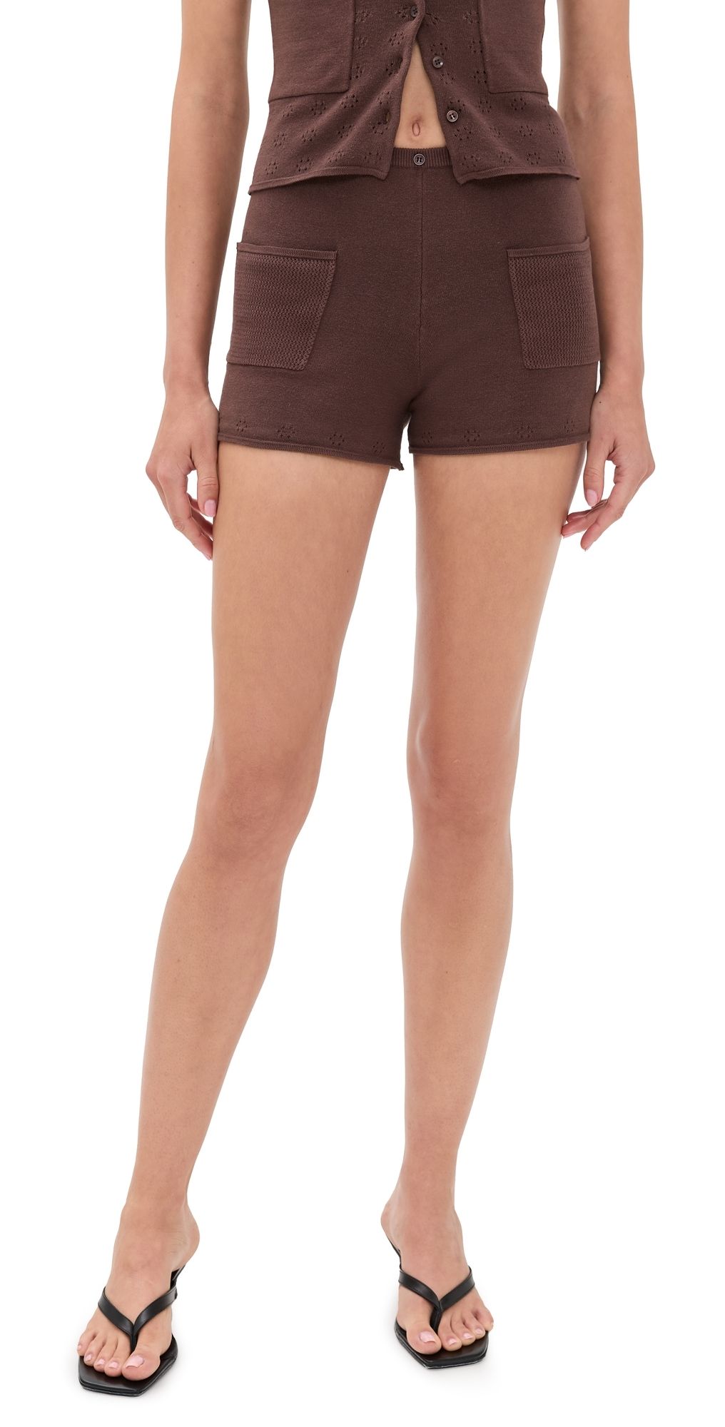 Peachy Den Marie Knit Shorts Chocolate M