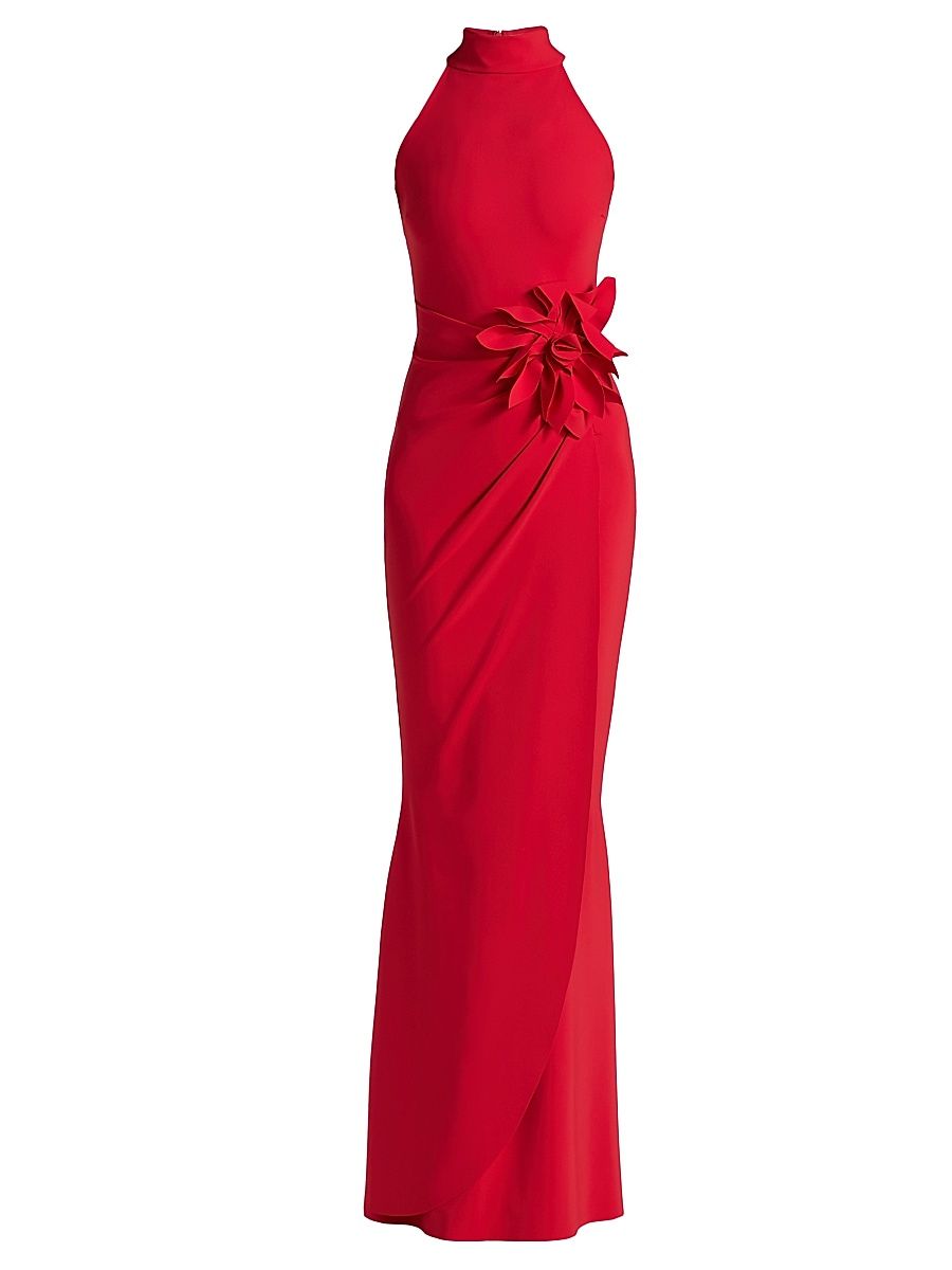 Women's Gudruly Floral-Appliqué Halterneck Gown - Passion - Size 6