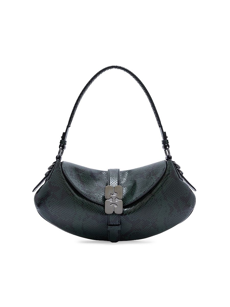 Women's Kat Snakeskin-Embossed Shoulder Bag - Garden Topiary