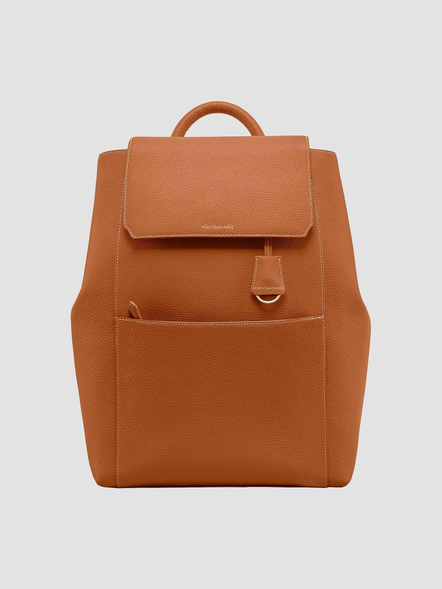 Maison de Sabre Women's Large Leather Soft Backpack - Pecan Brown