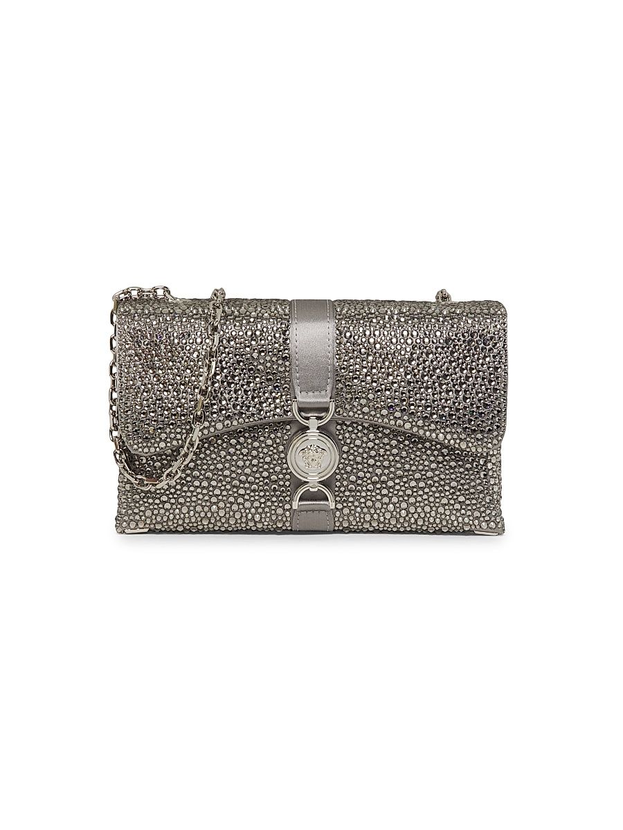 Women's Mini Kleio Crystal-Embellished Chain Shoulder Bag - Pearl Grey Palladium